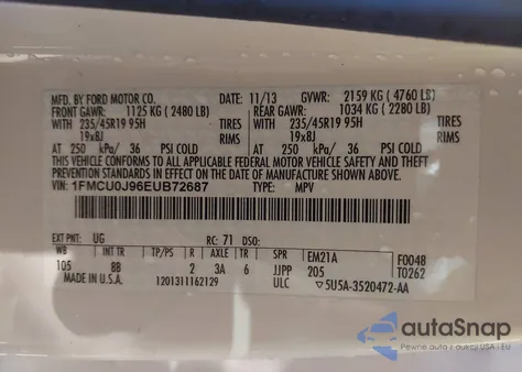 2014 Ford Escape Titanium from USA, damaged, VIN 1FMCU0J96EUB72687